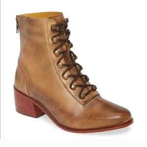 Free People Women's Eberly Lace-Up Booties Size 36 Brown Leather  Combat